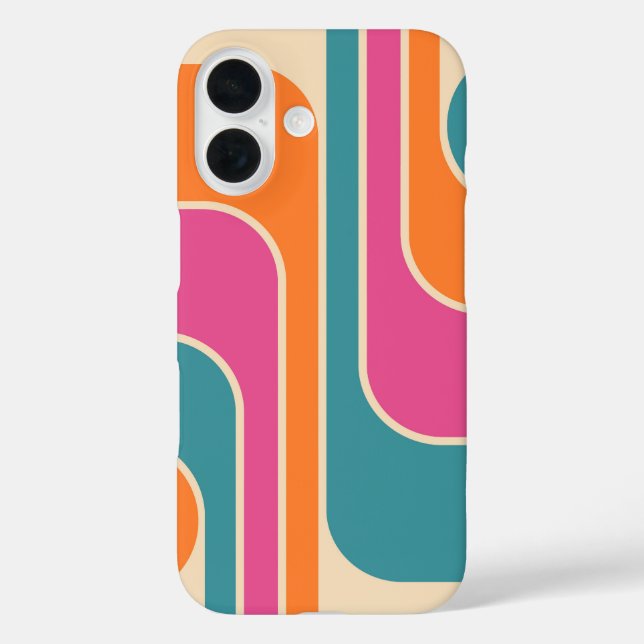 Retro-Mod-Geometrisches Design iPhone 16 Hülle (Rückseite)