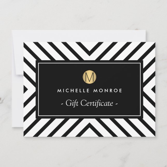 Retro Mod Gold Monogram Geschenkgutschein (Vorderseite)
