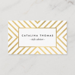 Retro Mod Gold und Weiß Muster Visitenkarte