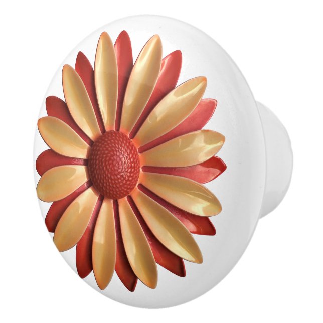 Retro MOD Hippie Orange Daisy Blume Floral Spring Keramikknauf (Rechts)