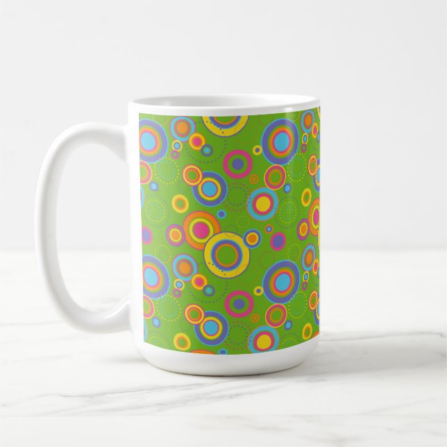 Retro-Mod-Kreise auf Grün Kaffeetasse (Links)