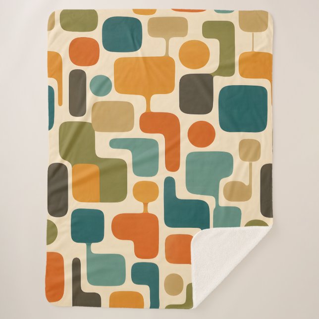Retro-Mod-Mosaik-Fleece-Decke Sherpadecke (Vorderseite)