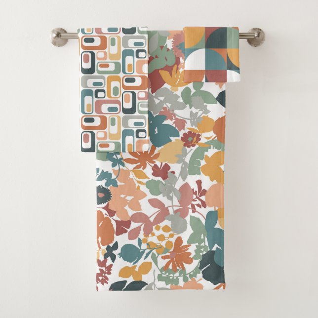 Retro Mod Motifs Turquoise Sage Terracotta Orange (En situation)