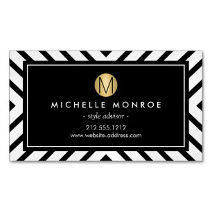Retro Mod Muster Gold Monogramm Magnetic Magnetische Visitenkarte