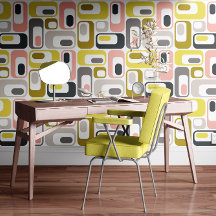 Retro-Mod-Ovale Senfgelb Rosa Grau Beige