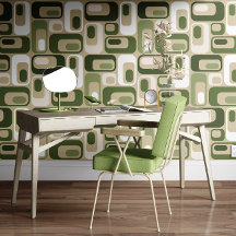 Retro Mod Ovals Beige Grün
