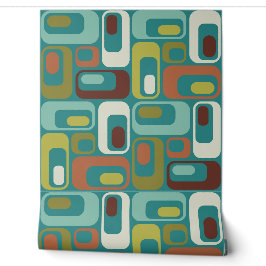 Retro Mod Ovals Kissen Aquamarines Aqua Grün braun Tapete