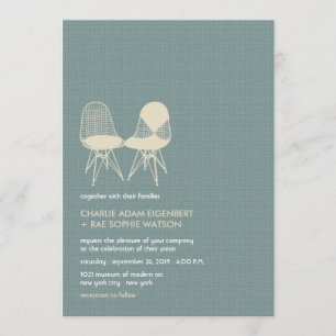 Retro Mod Perfect Sessellift Eames Hochzeit Einlad Einladung