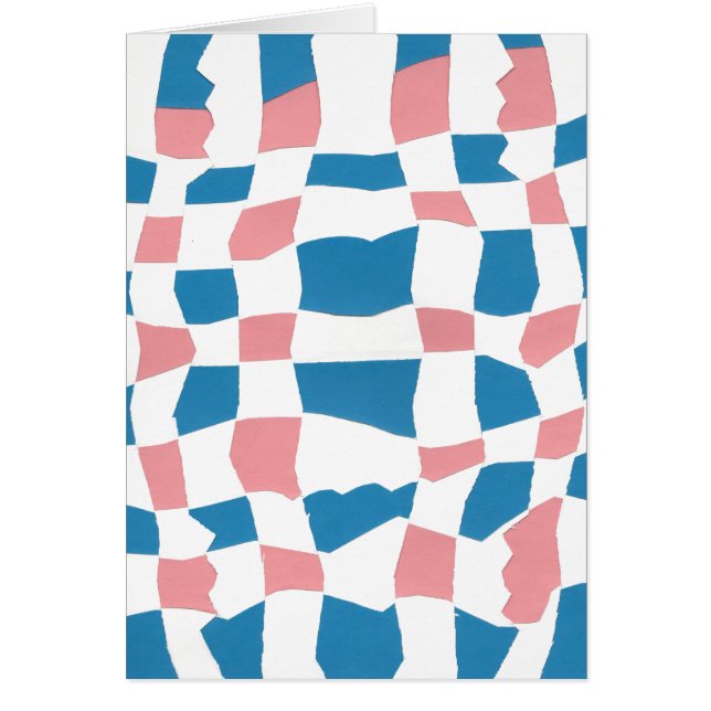 Retro Mod Pink Blue Checkerboard Abstrakt (Vorne)