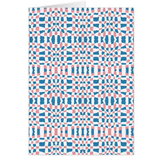 Retro Mod Pink Blue Checkerboard Abstrakt (Vorne)