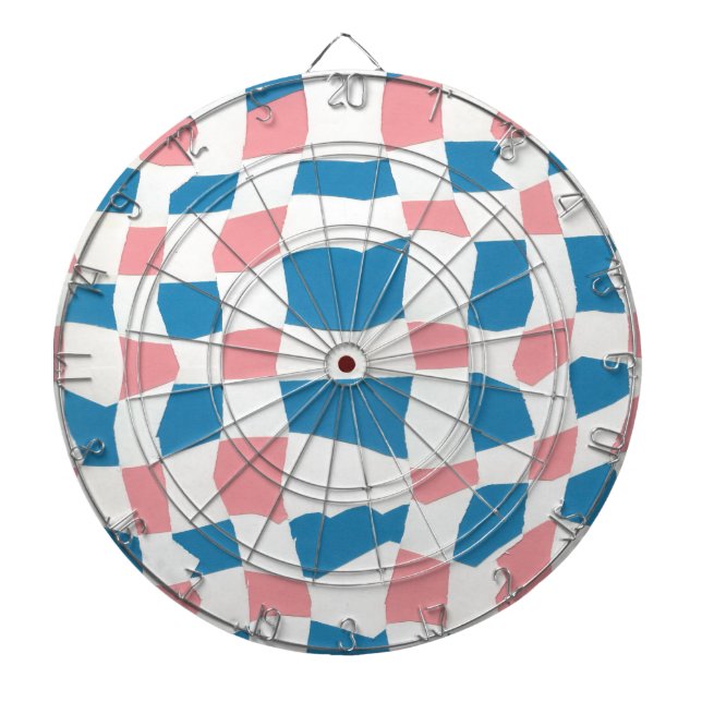 Retro Mod Pink Blue Checkerboard Abstrakt Dartscheibe (vorne)