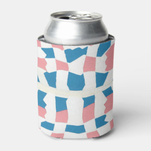 Retro Mod Pink Blue Checkerboard Abstrakt Dosenkühler