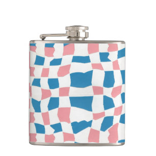 Retro Mod Pink Blue Checkerboard Abstrakt Flachmann