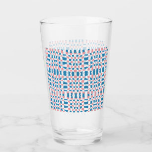 Retro Mod Pink Blue Checkerboard Abstrakt Glas