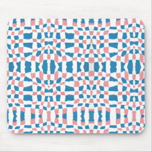 Retro Mod Pink Blue Checkerboard Abstrakt Mousepad