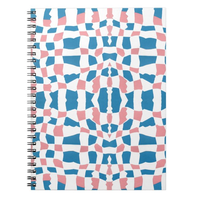 Retro Mod Pink Blue Checkerboard Abstrakt Notizblock (Vorderseite)