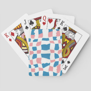 Retro Mod Pink Blue Checkerboard Abstrakt Spielkarten