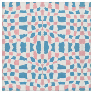 Retro Mod Pink Blue Checkerboard Abstrakt Stoff