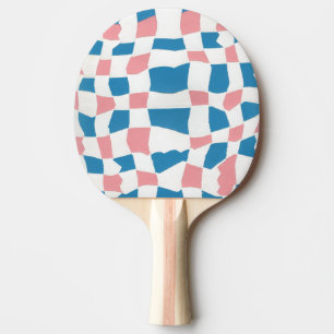 Retro Mod Pink Blue Checkerboard Abstrakt Tischtennis Schläger