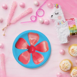 Retro MOD Pink Blume Blumengarten Hochzeit Pappteller