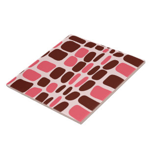 Retro-Mod-Pink- und Schokoladen-Geometrie-Keramikf Fliese