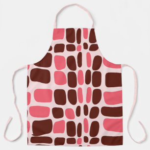 Retro-Mod-Pink- und Schokoladen-Geometrie-Schürze Schürze