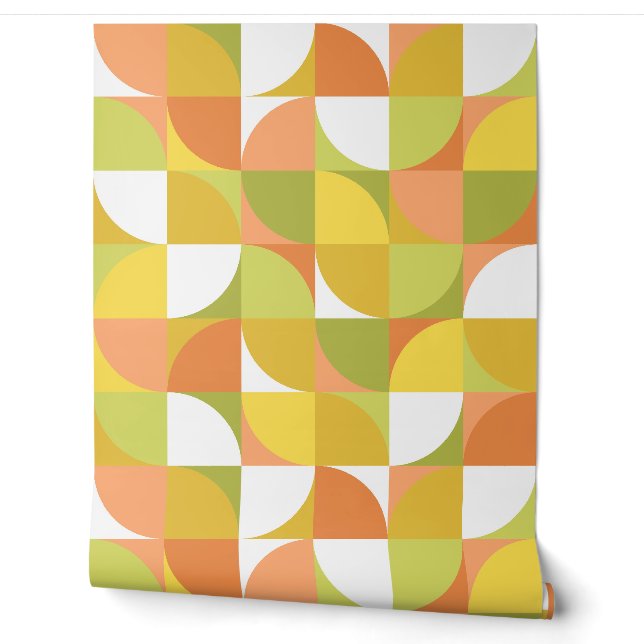 Retro-Mod-Quadrate in Gelb-Orange-Grün Tapete (Abrollen)