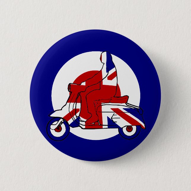 Retro Mod-Roller-Junge Großbritannien Button (Vorderseite)