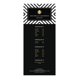 Retro Mod Schwarz und Weiß Muster Gold Monogramm Werbekarte