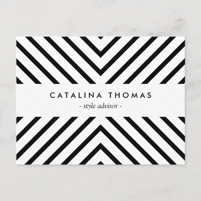 Retro Mod Schwarz-Weiß-Muster-Postkarte Postkarte (Vorderseite)