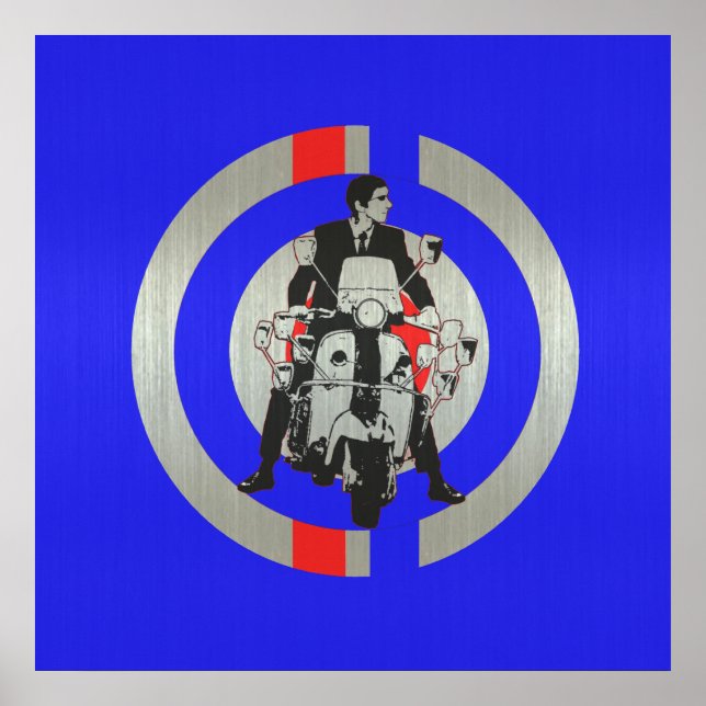 Retro Mod Scooter-Roller metallisch Poster (Vorne)