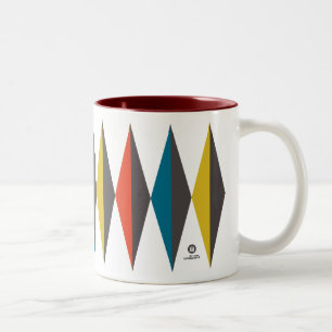 Retro Mod Thermos RedBlueYellow auf Weiß Zweifarbige Tasse