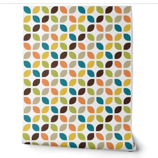 Retro Mod Trellis Aquamarin Orange Green Yellow Br Tapete