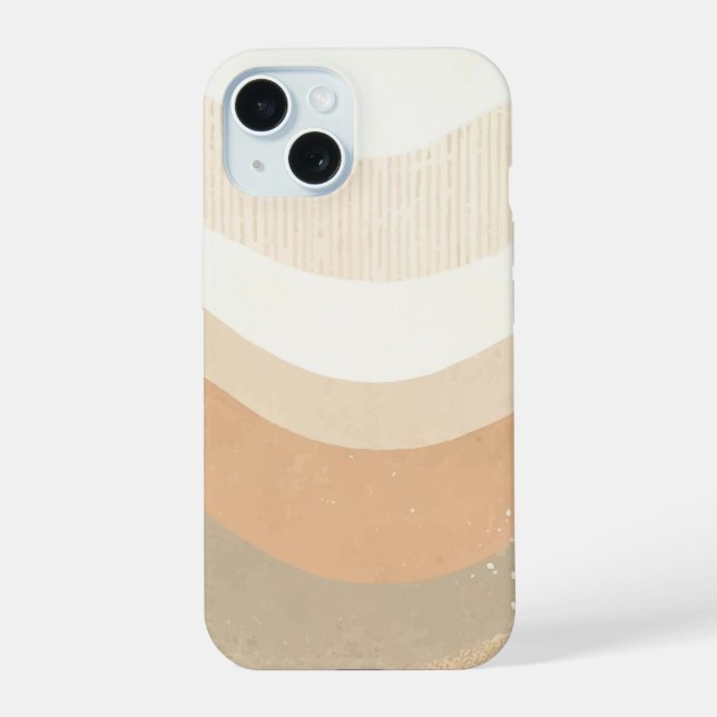 Retro-Mod-Wellen Erdiges Neutraldesign iPhone 15 Hülle (Rückseite)