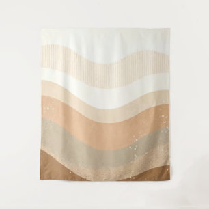 Retro-Mod-Wellen Erdiges Neutraldesign Wandteppich