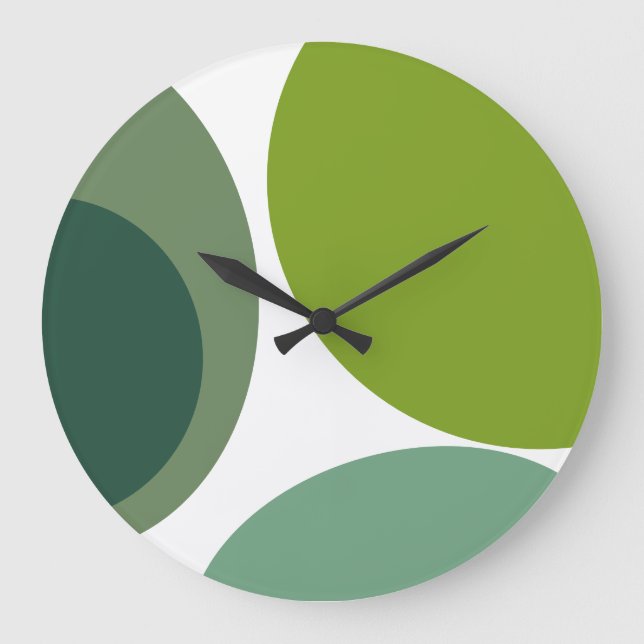 Retro Modern Abstrakt Geo Avocado Green Große Wanduhr (Vorderseite)