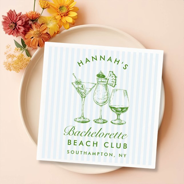 Retro Modern Bachelorette Black Paper Napkins Serviette (Von Creator hochgeladen)