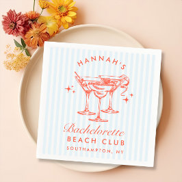 Retro Modern Bachelorette Blue Paper Napkins Serviette