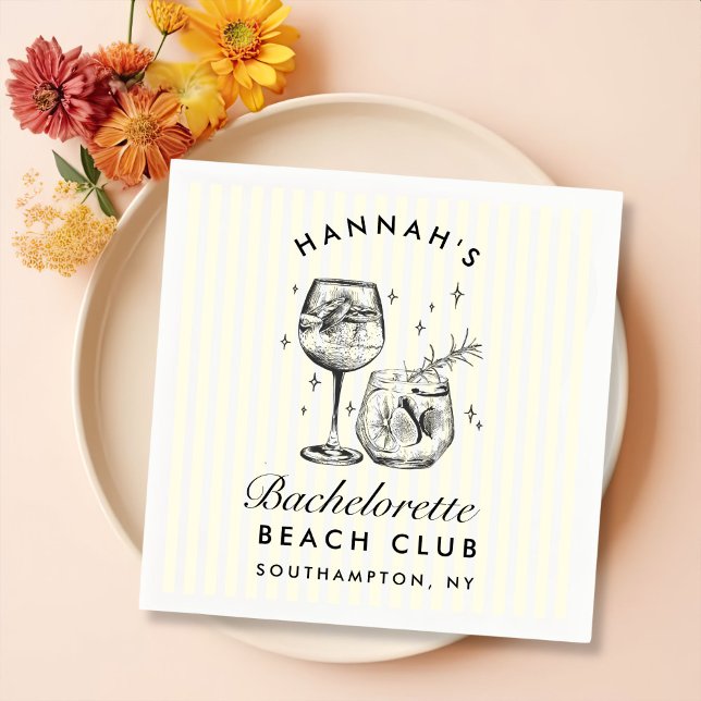 Retro Modern Bachelorette Gelbe Zeitung Napkins Serviette (Von Creator hochgeladen)