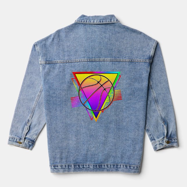 Retro Modern Basketball Ball Jeansjacke (Rückseite)