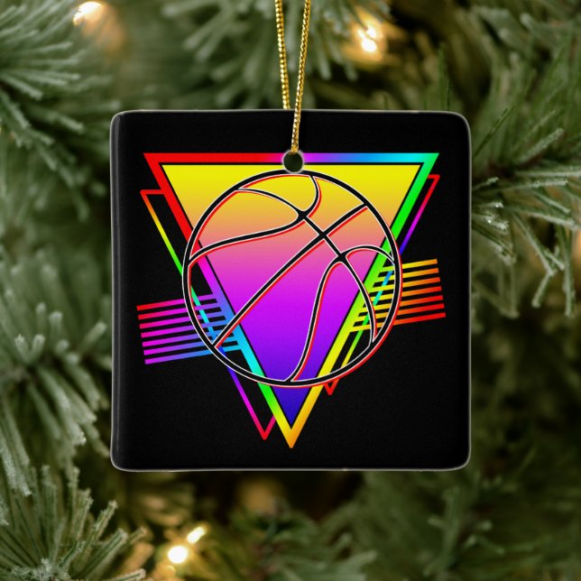 Retro Modern Basketball Ball Keramikornament (Baum)