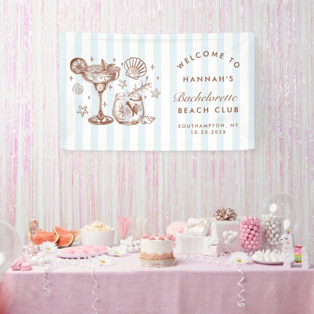 Retro Modern Blue & Brown Bachelorette Weekend Banner (Party)