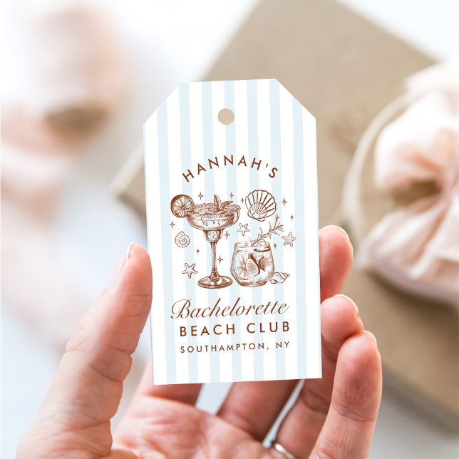 Retro Modern Blue & Brown Bachelorette Weekend Geschenkanhänger (Von Creator hochgeladen)