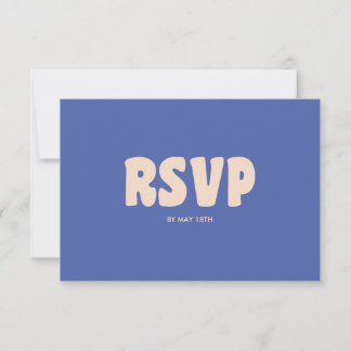 Retro Modern Bold Blue QR Code Wedding Website RSVP Karte