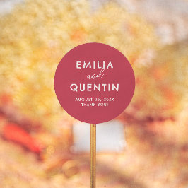 Retro Modern Cherry Red Wedding Thank You Favor Runder Aufkleber