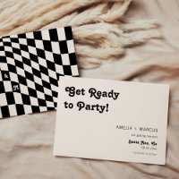 Retro Modern Chic Black Schachbrett Save the Date