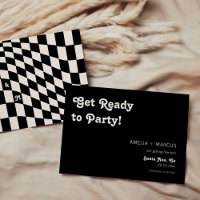Retro Modern Chic Black Schachbrett Save the Date