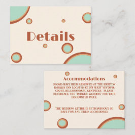 Retro Modern Circle Aqua 70er Hochzeitsdetails Begleitkarte