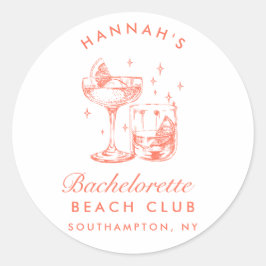 Retro Modern Cocktail Bachelorette Orange Runder Aufkleber