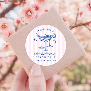 Retro Modern Cocktail Junggesellinnenabschied Blau Runder Aufkleber